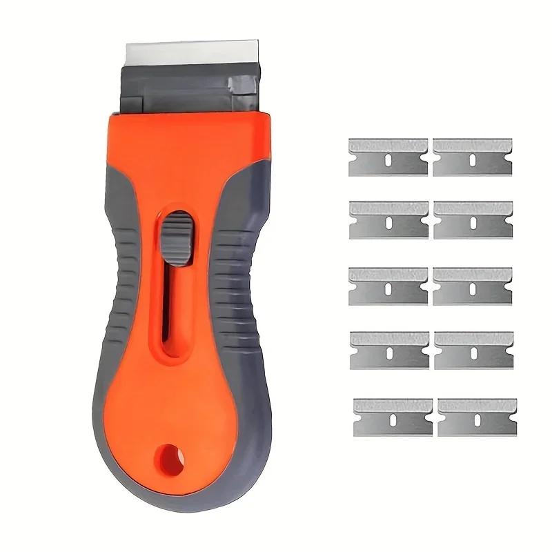 Glue Removal 1 Set Blade With 10 Blades, Telescopic Adjustment Knife, Cleaning Scraper Tool For Removing Labels,Stickers,Paint