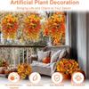 Künstliche Herbstblumen - Orange UV-beständige Seiden-Petunienblüten und Eukalyptusblätter Hängende Simulationspflanzen für Veranda, Terrasse, Blumenbeet