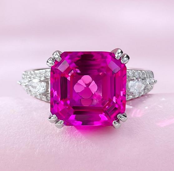 Lulu Tong 925 Silver Ring with High-Carbon Diamond & 11x11 Ruby - Luxe Euro-American Style