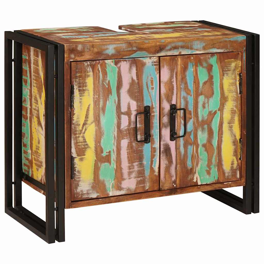 Washbasin Cabinet Multicolored Solid Reclaimed Wood