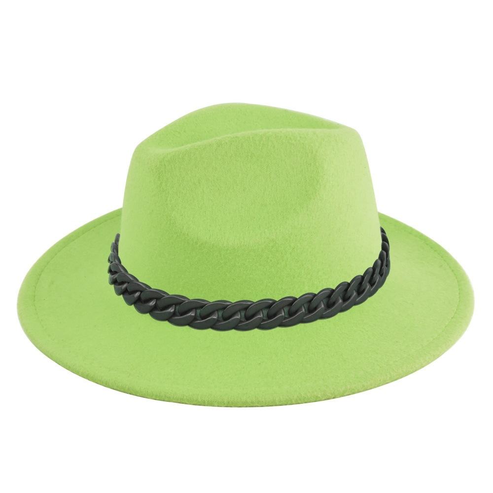 British retro jazz hat easiest for match chain hat women's large brim woolen hat felt hat imitation sheep hat flat brim hat no