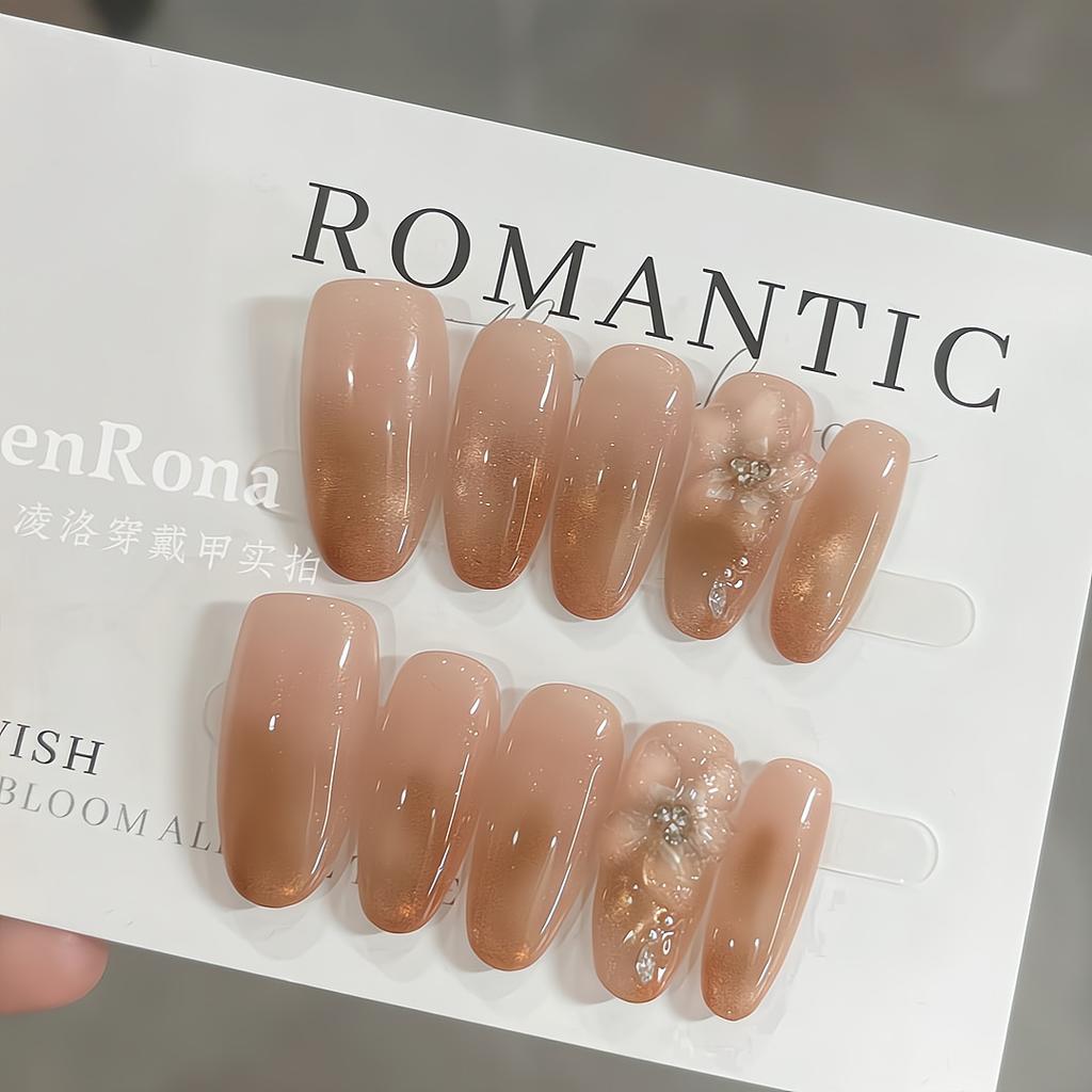 Press On Nails Medium Stiletto Glitter Fake Nails Press Ons with Design Reusable Acrylic False Nail Full Cover Glue On Nail Stick On Nail for Women