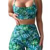 New Tropical Plant Print Bikini Swimsuit Set