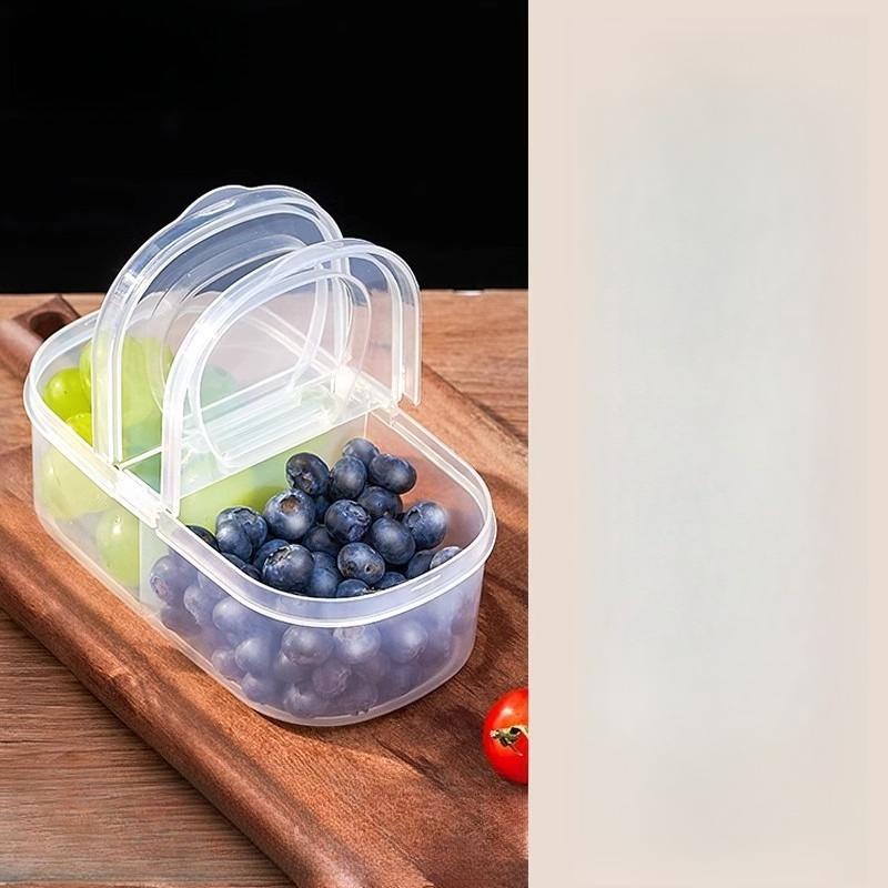 Double-Grid Food Storage Box, Minimalist Clear Storage Box For Kitchen,Kitchen,Summer Beach Party,Food,Camping,Organizer,Room Decor,Kitchen Items.