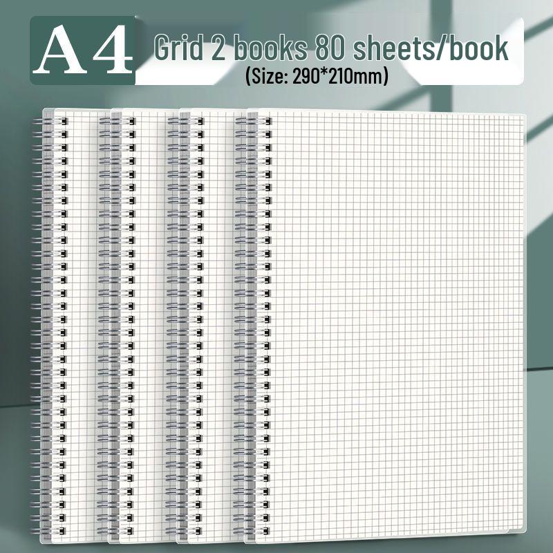 B5 Extra-Thick Coil Notebook, A5 Grid, Simple Blank Design for High School Students