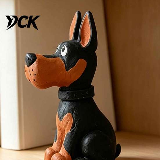 Artistic Shelf Accent Doberman Wooden Ornament, Hand Carved Creative Sculpture, Cute Craft Dog Figurine for Home And Entryway Handmade Birthday Gift