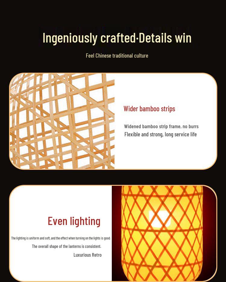 Antique-Style Bamboo Lantern for Outdoor Scenic Areas, Night Markets, Teahouses, Inns, and Hot Pot Restaurants; Customizable with Text.
