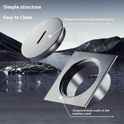 Nerezový podlahový žlab s vysokým průtokem Snadná instalace Čtvercový sprchový žlab Koupelna Kuchyně Balkon Příslušenství