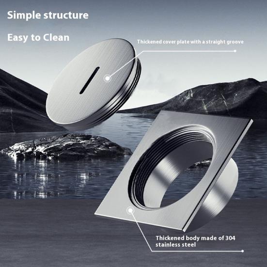 Stainless Steel Floor Drain High Flow Design Easy Installation Square Shower Drain Bathroom Kitchen Balcony Accessories
