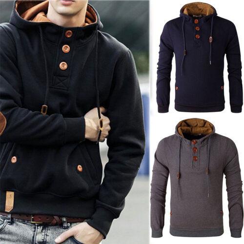 Mens Cowl Winter Neck Hooded Sweatshirt Coat Jacket Outwear Sweater Tops Jumper