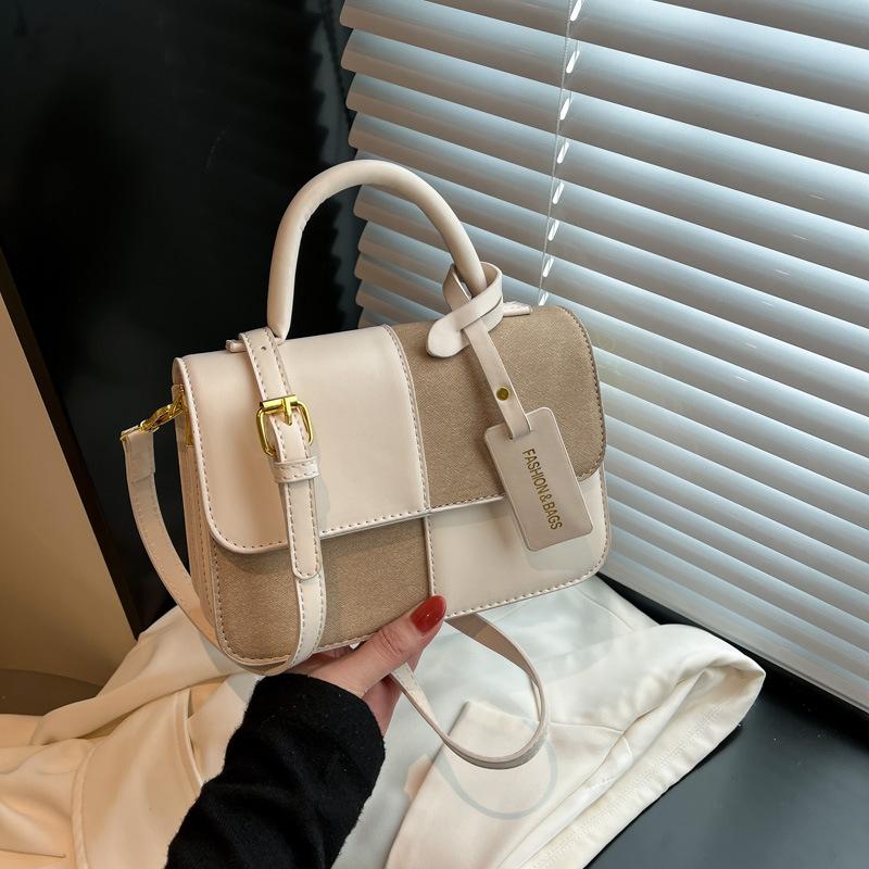 

High-end small bag women s new fashionable versatile single shoulder crossbody splicing contrasting color portable small square bag хакі