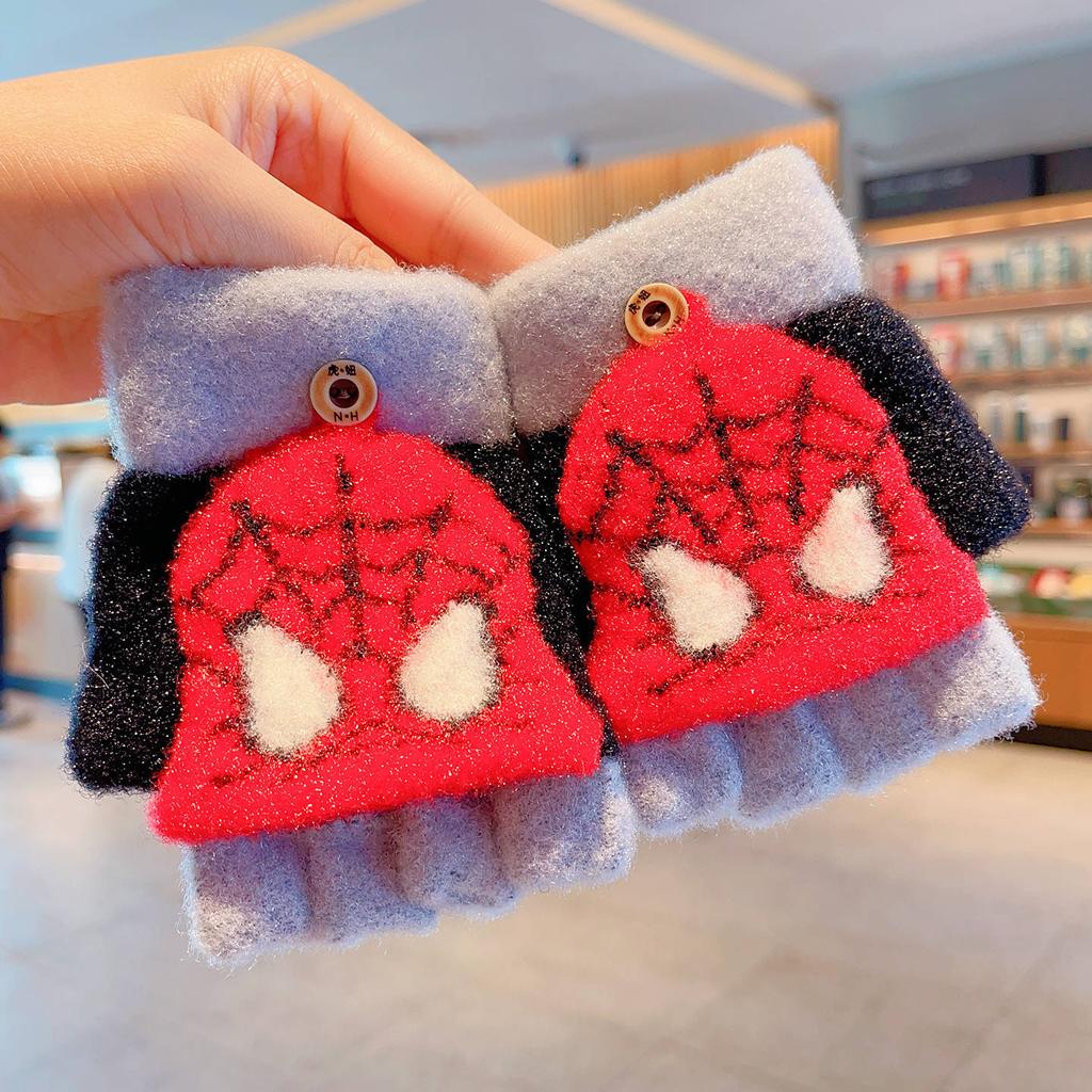 Marvel Kinderhandschuhe Winter Warm Halbfinger Fäustlinge Jungen Mädchen Spider-Man Iron Man Captain America Cartoon Schreibhandschuhe