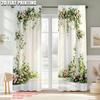 2pcs, Window Curtain 2D Print Flower & Rose Durable Polyester (without Rod) Thermal Insulation, and Room Darkening Functions Use