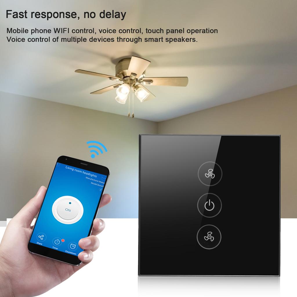 Smart WiFi Dimmer Fan Wireless Timer Voice APP Control for 50Celsius60HZ