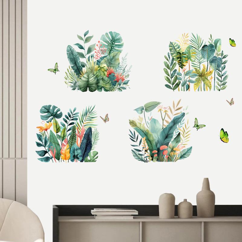 DIY Topfpflanzen Efeublätter Grünpflanze Schmetterling Wandaufkleber Selbstklebend für Mietwohnung Küche Wohnzimmer Wand Neujahrsdekoration