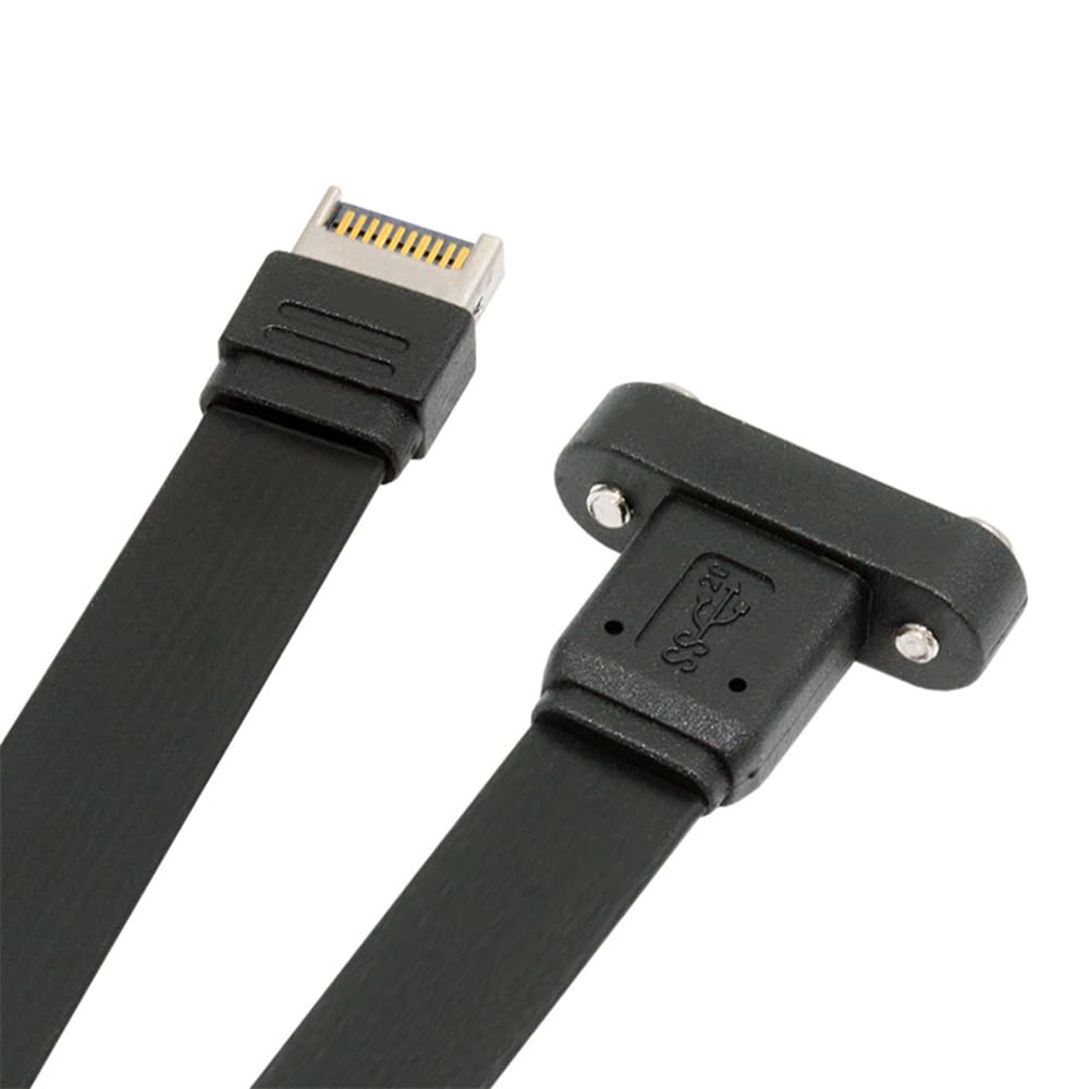 NFHK USB IDC Front Panel Header To Female Extension with Panel Mount Screws 3.2 20-Pin Type-E USB-C Type-C Cable, 20Gbps,