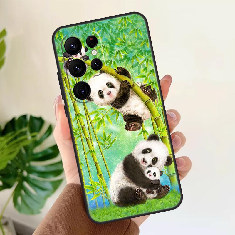 Panda Animal Cute Bear Soft Case For Samsung Galaxy S21 S22 S23 S24 S25 Ultra S9 S10 Plus S20 FE S24 FE Phone Cover