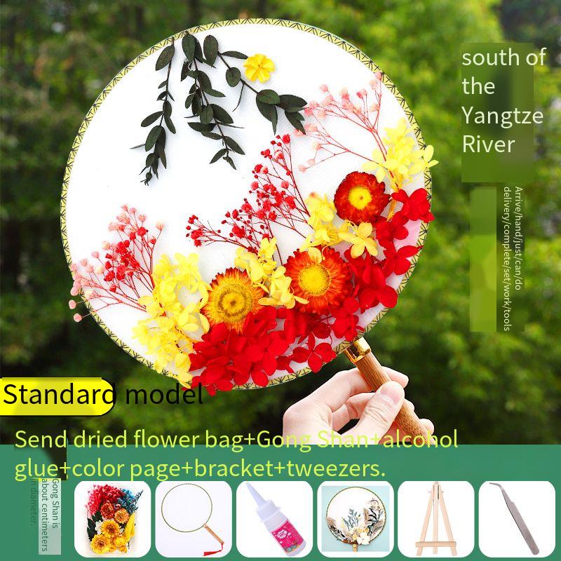 DIY Preserved Fresh Flower Hand Fans Creative Party Gift Home Decoration Fashion Decorative Chinese Japanese Fan Versatile New