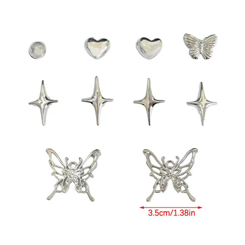 

1Set INS Butterfly Heart Detachable Shoes Chain Shoe Buckles Decor Canvas Board Shoes Accessories Creative Shoe Vintage Jewelry