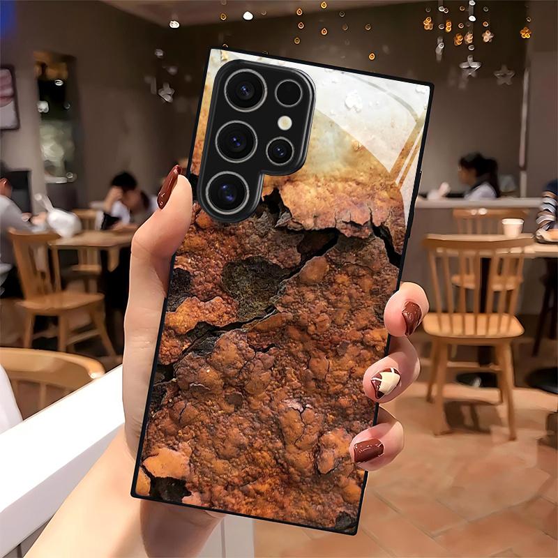 Rust Old Steel Plate Pattern 2D Phone Case for Samsung S26 S25 S24 S23 S22 S21 S20 A56 A36 A16 Tempered Glass Protective Cover