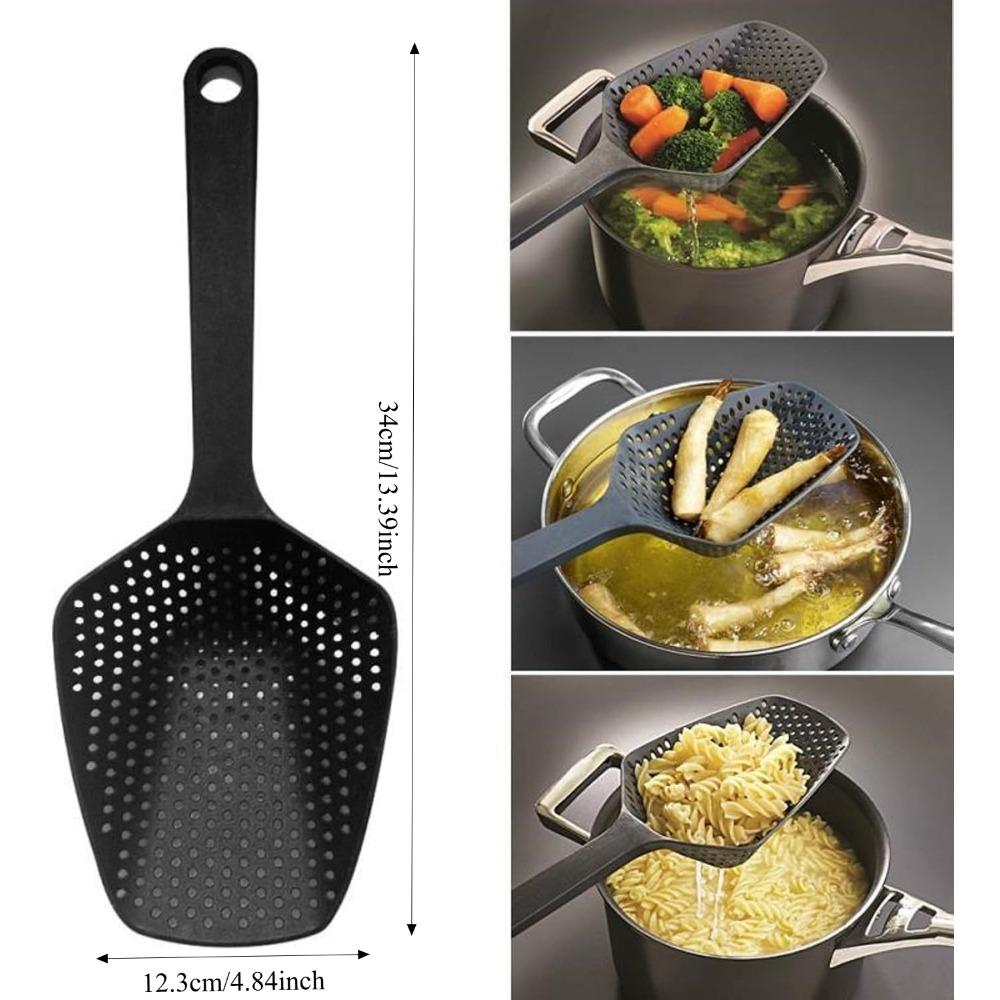Food Drain Colander Plastic Skimmer Strainer Spoon Food Drain Shovel with Handle Durable Suitable for Kitchen Food Drain