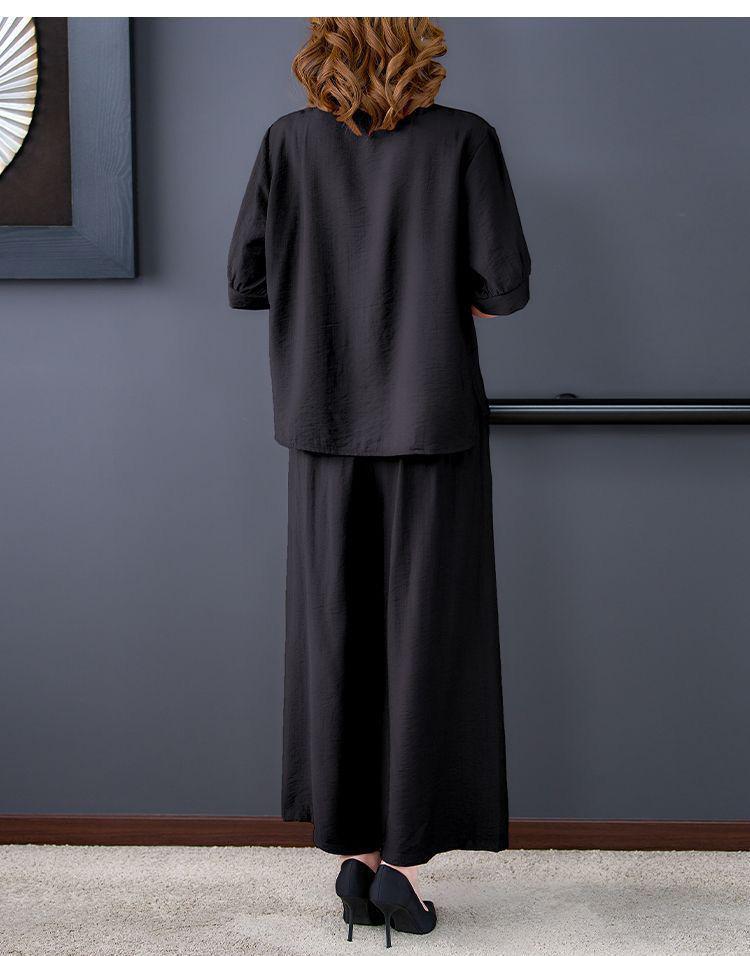 Mother's Summer 2026 Stylish Loose Fit Two-Piece: Short Sleeve, Casual, Slimming, Tummy Concealing for Middle-Aged Women