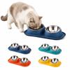 15° Tilted Double Stainless Steel Pet Bowl Anti-Tipping Cat Food Water Feeder Set for Cats and Small Dogs Blue Green Orange Yellow