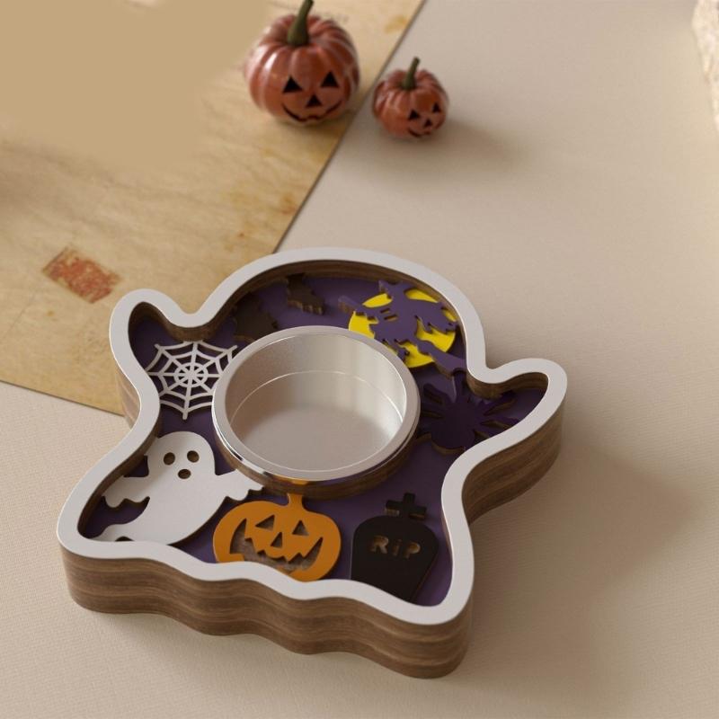 Reusable Silicone Crafting Mold For Festive Candle Base Featuring Halloween Pumpkin Bat And Specters Patterns