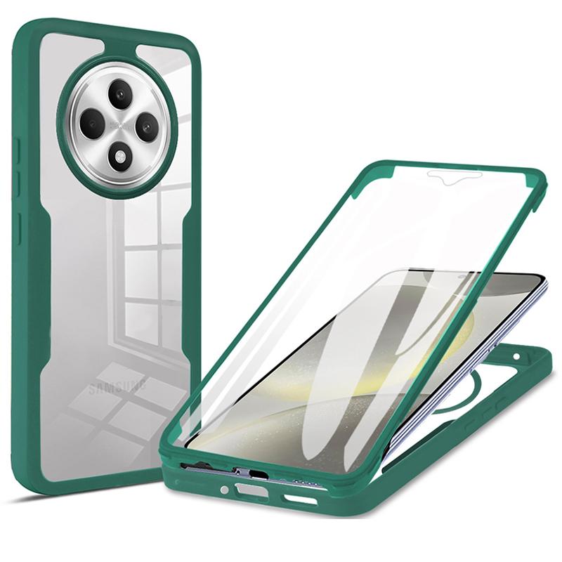 

Чехол для телефона OPPO Reno 12F / Reno12 F 360 Полная защита Ударопрочный Противоударный бампер Чехол OPPO Reno 12F / Reno12 F зелёный