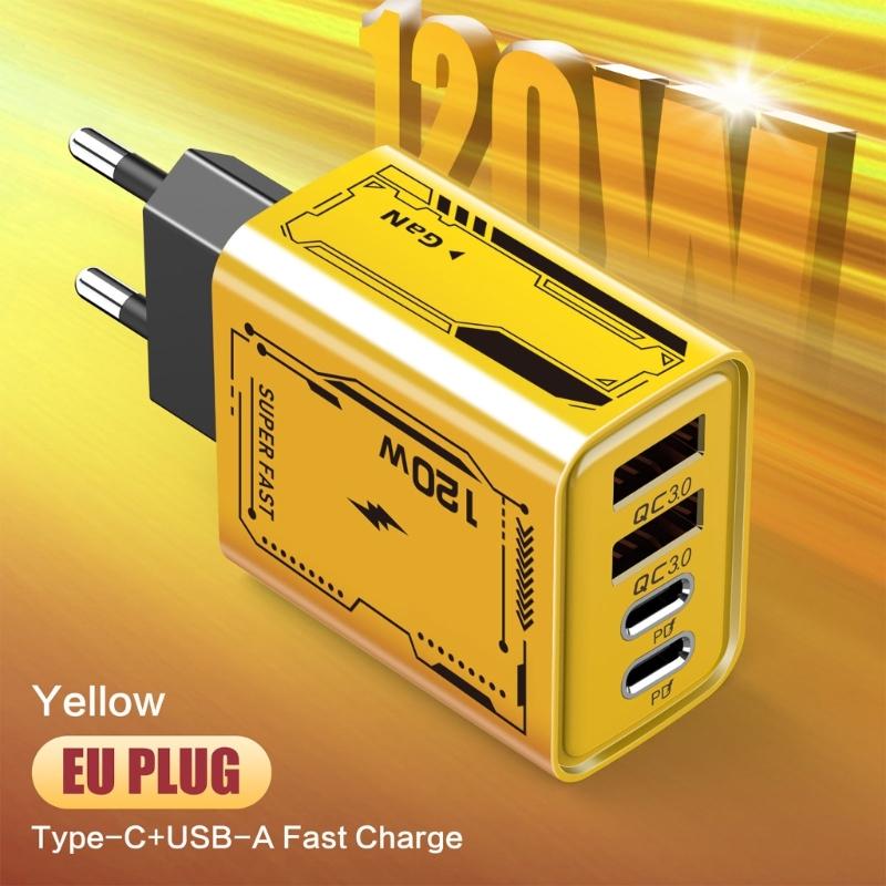 Fast Speed 120W Charger Two PD USB Port European Standard Multiple Device Compatibility