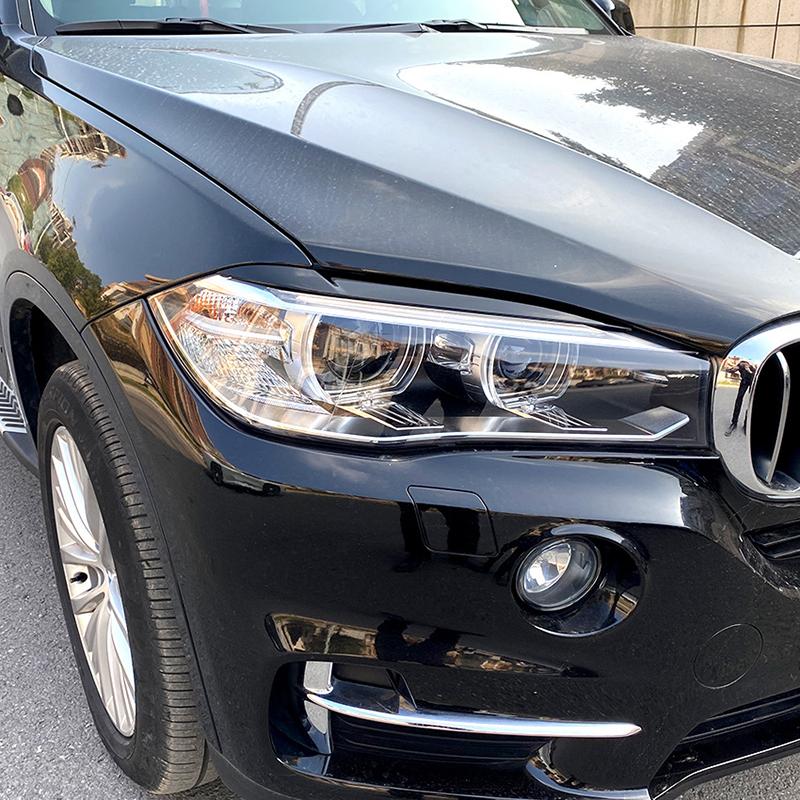 Per BMW X5 X6 F15 F16 2014 2015 2016 2017 2018 Adesivi 3D Sopracciglia Palpebre Fari Anteriori Auto in ABS di Alta Qualità Nero Lucido