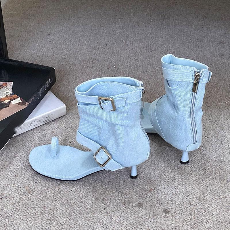 Fashion Female Low Heel Footwear Open Toe Sandals Boots For Ladies Fashion Round Toe Women Ankle Sandals Booties With Zippers Shoes