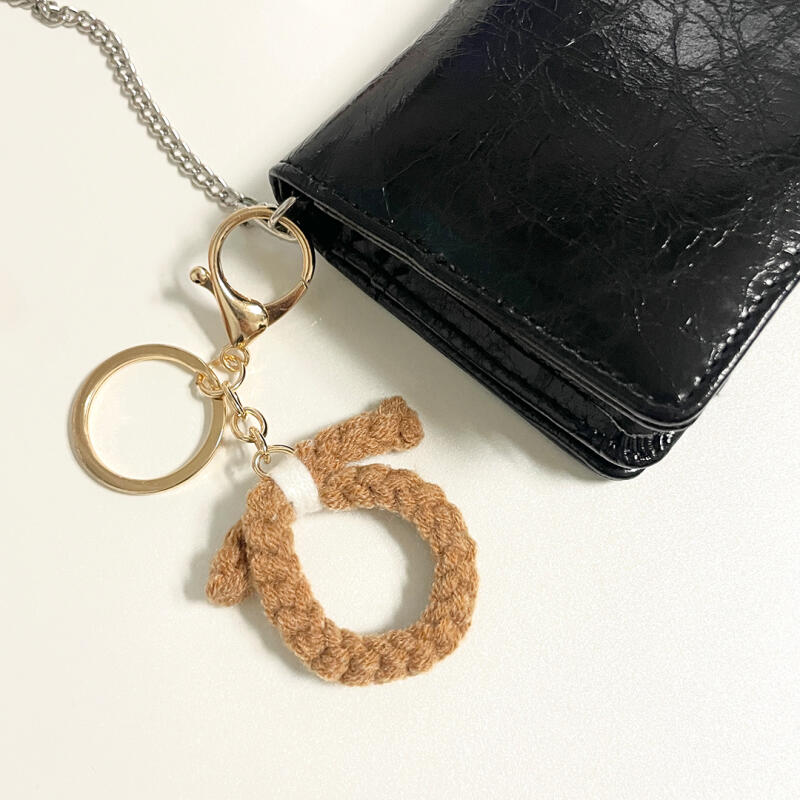 Good luck charm keychain, Sokodure knitted key holder, bag hook beige