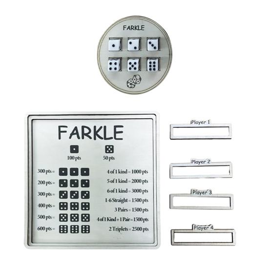 Farkle Dice Tray And Storage Case Classic Board Game Set with Embedded Scoring Combinations Dice Scoreboard for Family Game Night