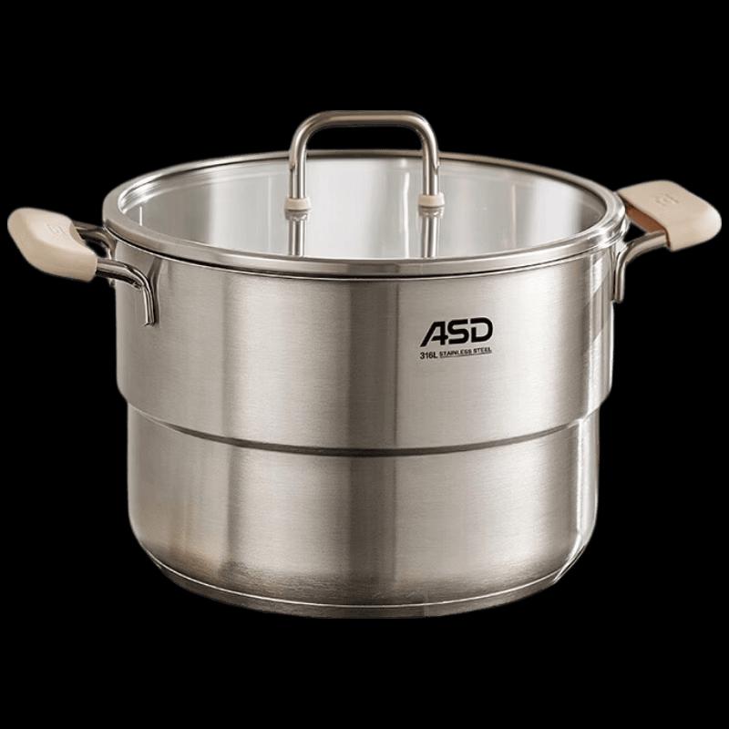 ASD 316L Stainless Steel Double Layer 22cm Soup Pot & Steamer