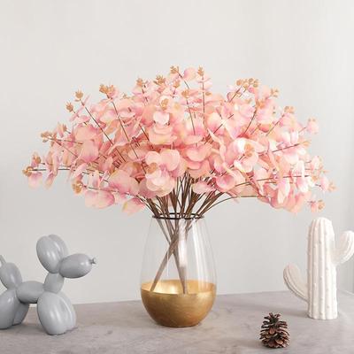 1 peça Flor Artificial Folha de Eucalipto 47cm, Ramos de Plantas Falsas Flores de Seda Decorativas Buquê Arranjo Floral para Casa Festa Decoração de Vaso de Mesa