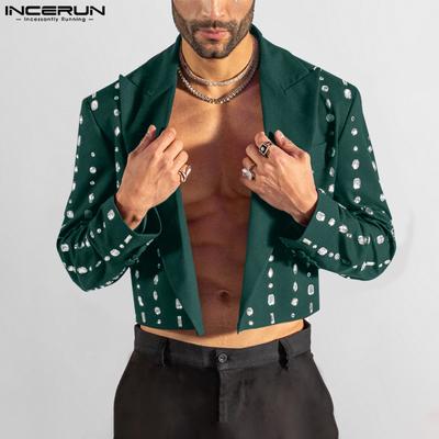 Uomo aperto davanti manica lunga stampa cardigan corto cappotti