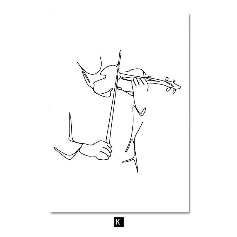 Modern Minimalist Line Musical Instrument Piano Guitar Drum Kit Note Music Poster Nordic Living Room Bedroom Wall Art Home Decor
