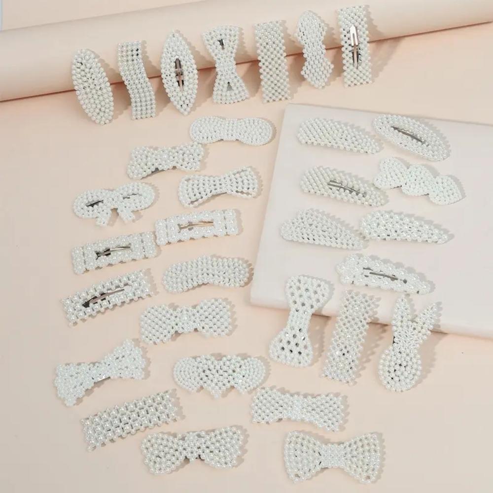 16pcs Sweet Flowers Hair Clips Versatile Bangs Pearl Clip Girl Hairpin Side Clip Love Hairpin Duckbill Clip