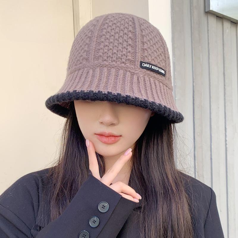 New hat women's autumn and winter warm bucket bucket hat Korean version shows small face cover retro versatile basin hat