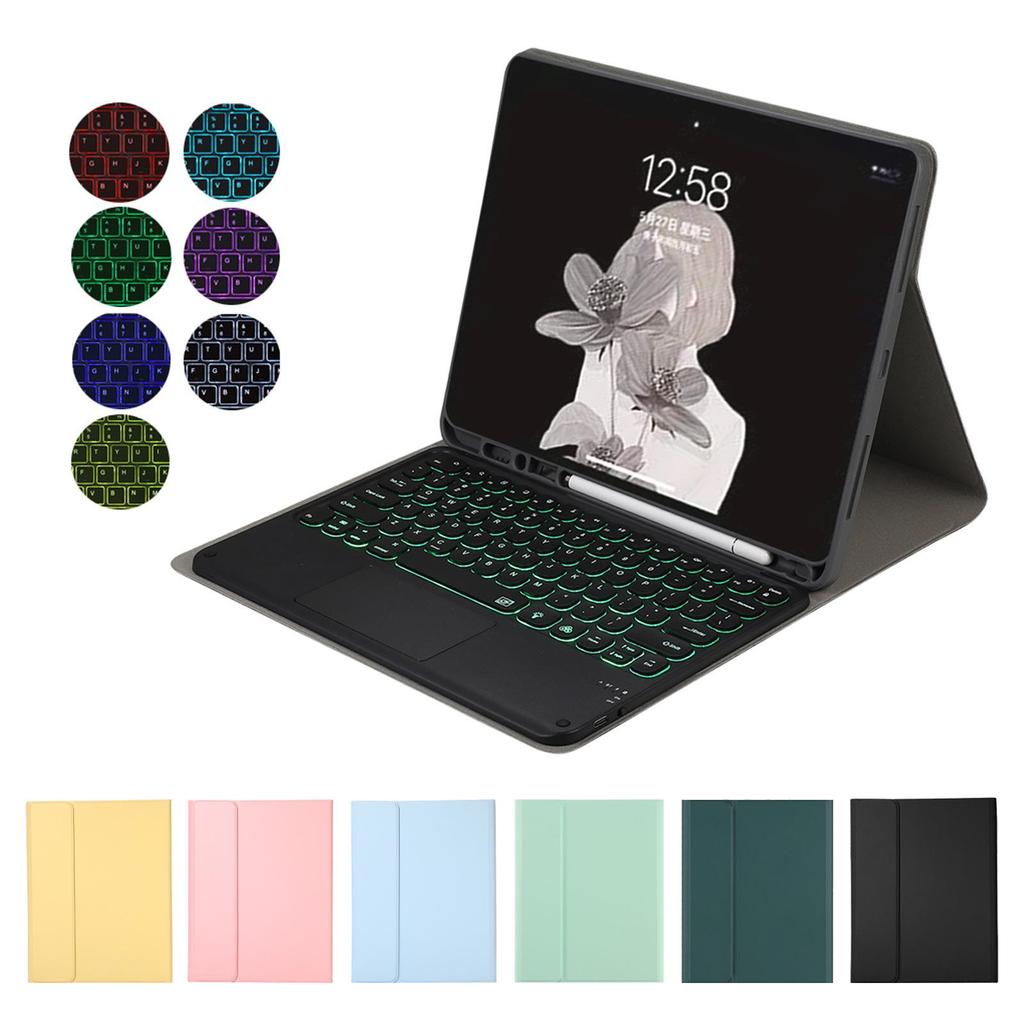 Round Cap Touch Backlit Bluetooth Keyboard & Protective Leather Case for Samsung Tab A9 PLUS S9 FE