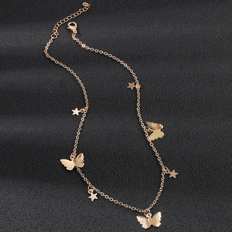 Retro Bohemian Butterfly Pendant Necklace - Romantic Layered Chain Jewelry for Women