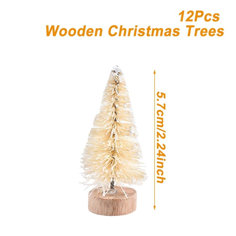 8pcs Mini Christmas Tree Wooden Xmas Ornaments Merry Christmas Decoration For Home 2025 Navidad Kerst Noel New Year Gift 2025