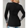 Women S Long Sleeve V Neck Solid Rhinestone T Shirt Plus Size
