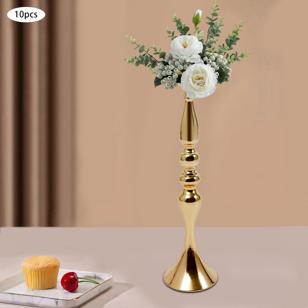 10Pcs Gold Candle Holders, European Iron Candle Stand, Elegant Candelabra, Tabletop Centerpiece for Wedding, Party, Home Decor