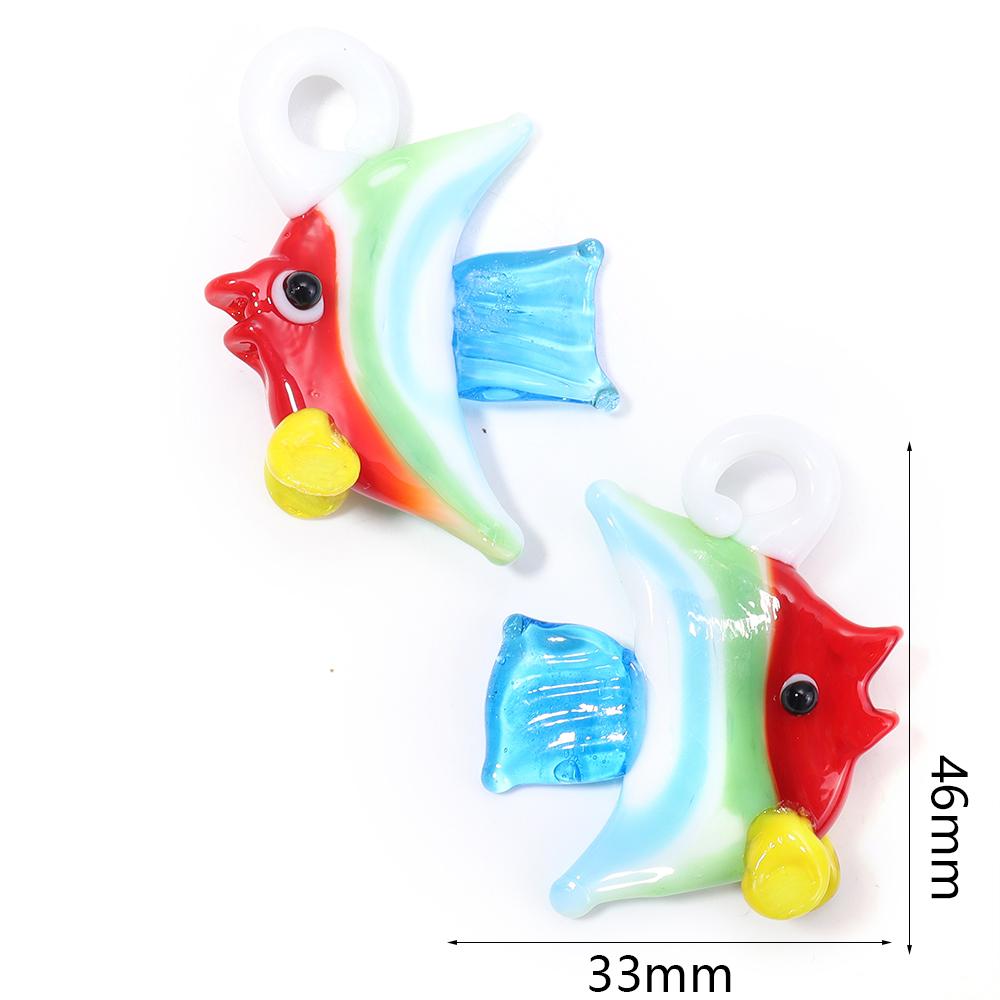 2pcs/Lot 3D Tropical Fish Animal Lampwork Charms For Jewelry Making Tiny Statue Ornaments Aquarium Decor DIY Necklace Pendant