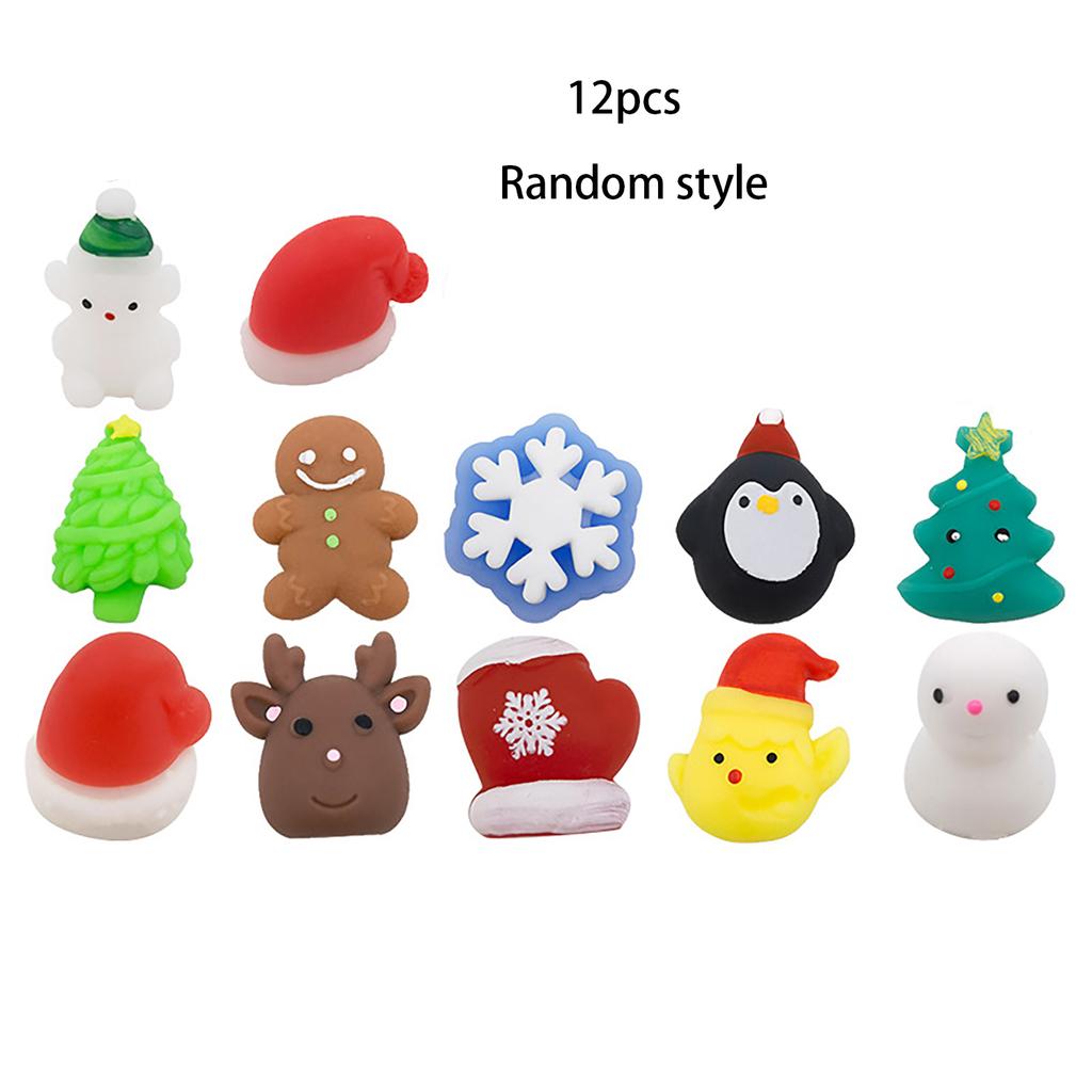 Christmas Group Squeezing And Kneading Tpr Soft Rubber Santa Claus Snowman Decompression Toy Set