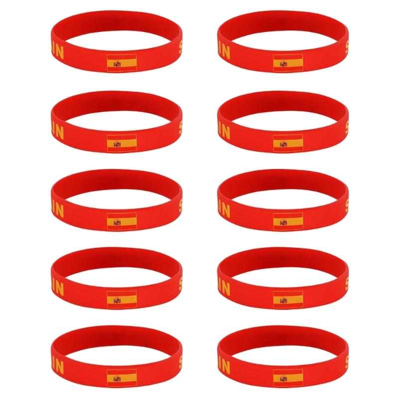 Set Of 10 Piece Vibrant Silicone Wristbands With 2026 Sports Event Country Flags Ideal For Gifts And Parties