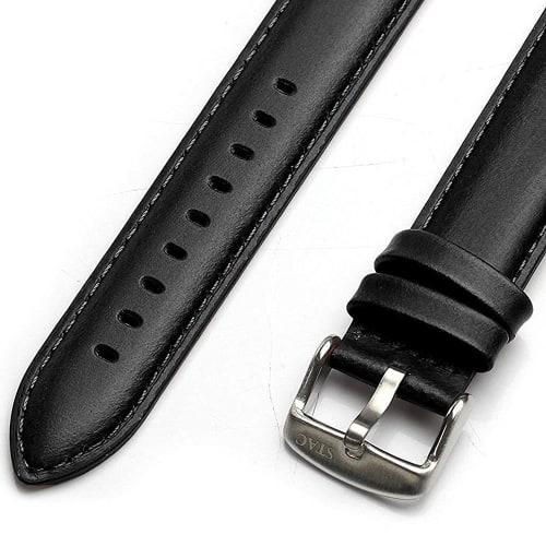 The STAC Japanese-made Wristwatch, 36mm, Classic Retro Design, Men's/Women's, Unisex, Blue-Green, Black Leather, ST-AR002