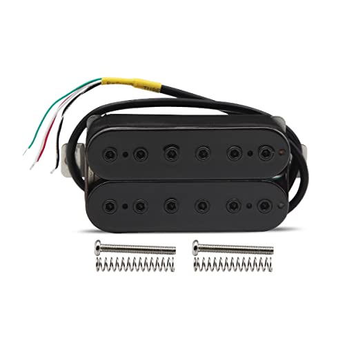 FLEOR Alnico 5 Micro Manche de Guitare Électrique & Set Micro Chevalet 14-15K, Noir, Micros Humbucker Double Bobinage